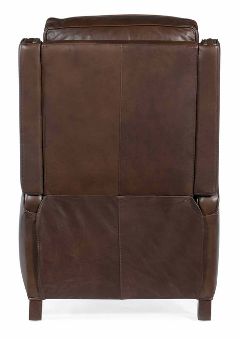Rylea Leather Recliner In Dark Brown