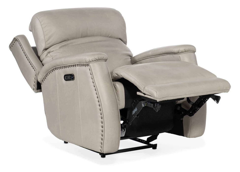 Rhea Leather Zero Gravity Power Recliner With Articulating Headrest In Grey