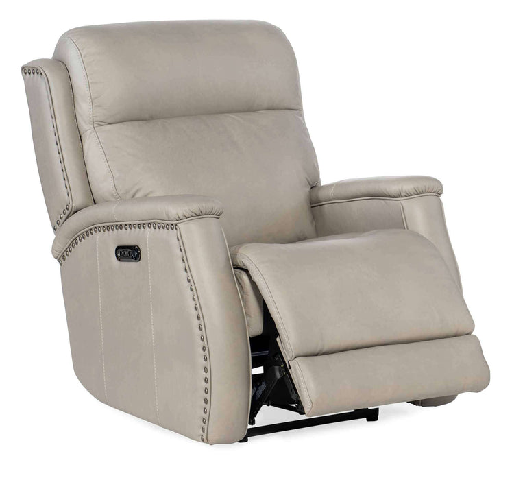 Rhea Leather Zero Gravity Power Recliner With Articulating Headrest In Grey