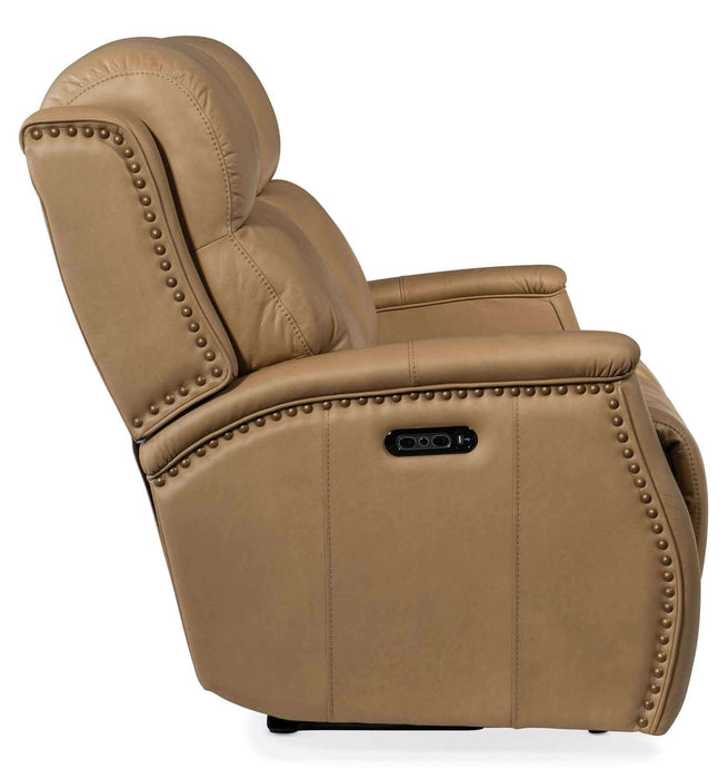 Rhea Leather Zero Gravity Power Reclining Loveseat With Articulating Headrest In Sand | Budget Elegance | Wellington's Fine Leather Furniture