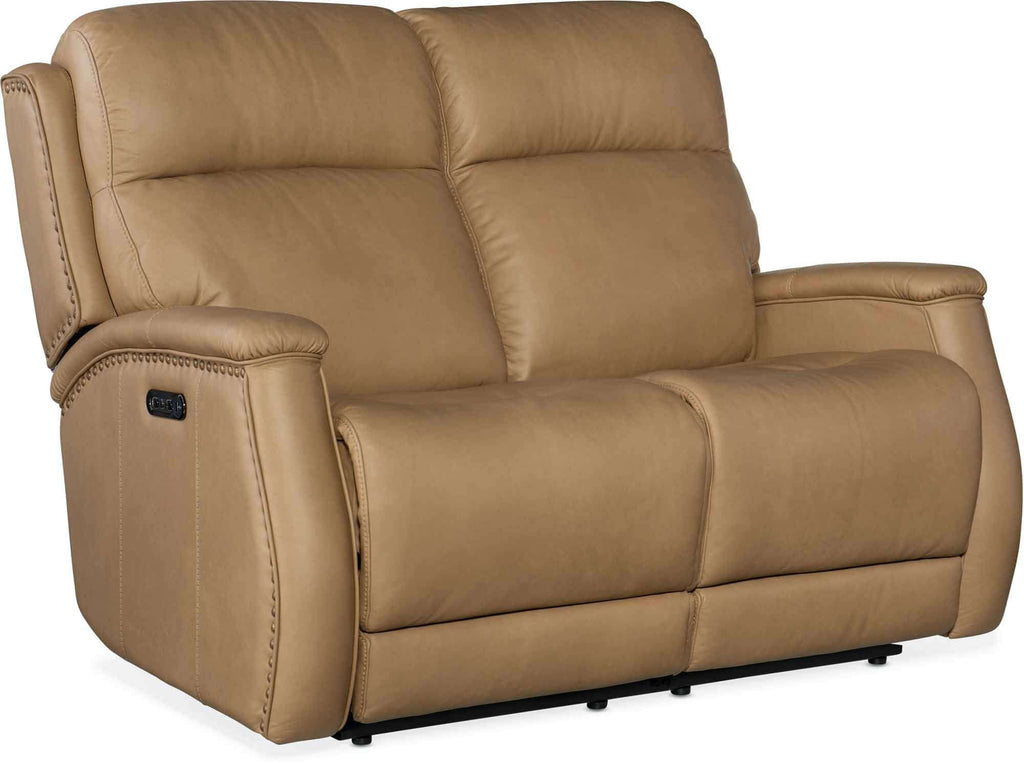 Rhea Leather Zero Gravity Power Reclining Loveseat With Articulating Headrest In Sand | Budget Elegance | Wellington's Fine Leather Furniture