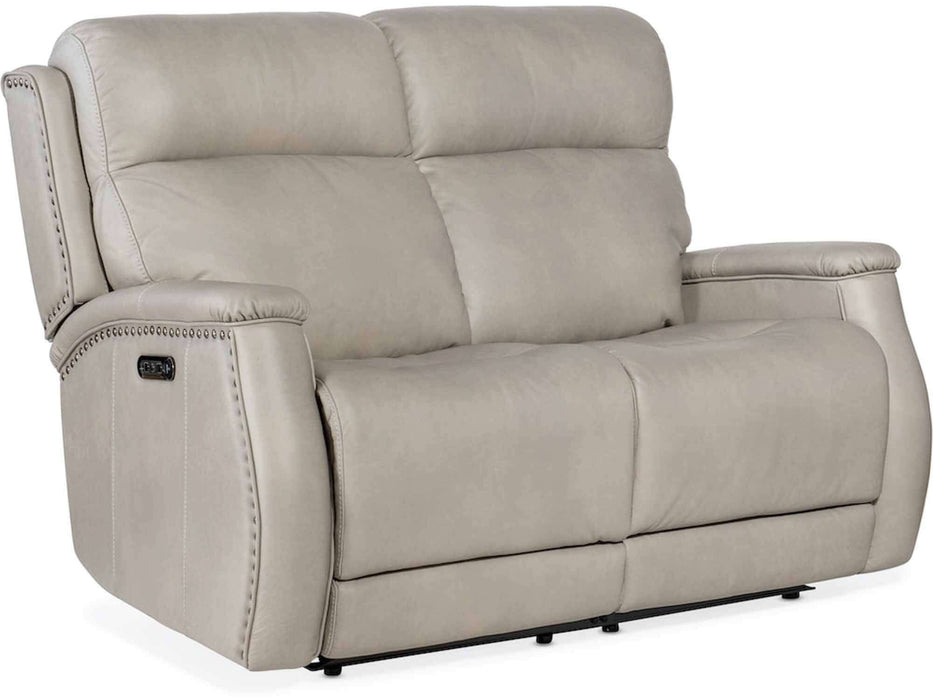 Rhea Leather Zero Gravity Power Reclining Loveseat With Articulating Headrest In Grey