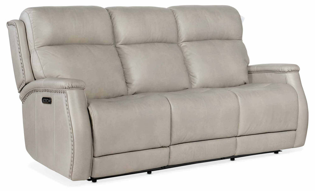 Rhea Leather Zero Gravity Power Reclining Sofa With Articulating Headrest In Grey | Budget Elegance | Wellington's Fine Leather Furniture