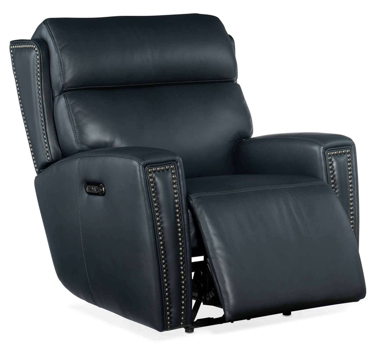 Ruthe Leather Zero Gravity Power Recliner With Articulating Headrest In Blue