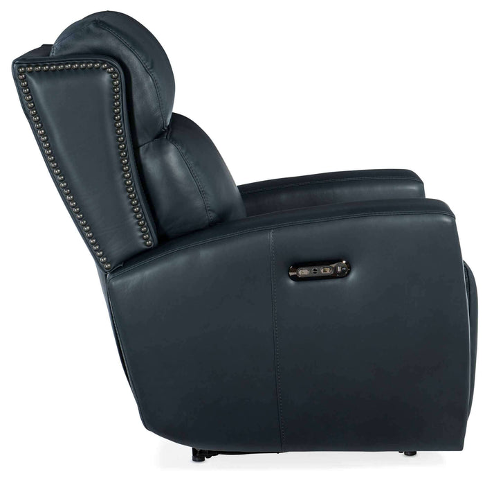 Ruthe Leather Zero Gravity Power Recliner With Articulating Headrest In Blue