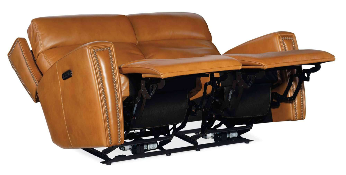 Ruthe Leather Zero Gravity Power Reclining Loveseat With Articulating Headrest In Brown