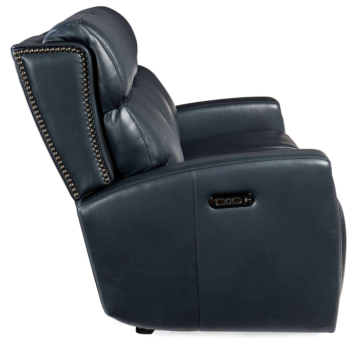 Ruthe Leather Zero Gravity Power Reclining Sofa With Articulating Headrest In Blue | Budget Elegance | Wellington's Fine Leather Furniture