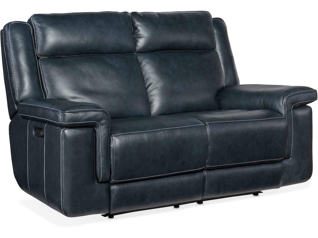 Montel Leather Power Reclining Loveseat With Articulating Headrest And Lumbar In Blue | Budget Elegance | Wellington's Fine Leather Furniture