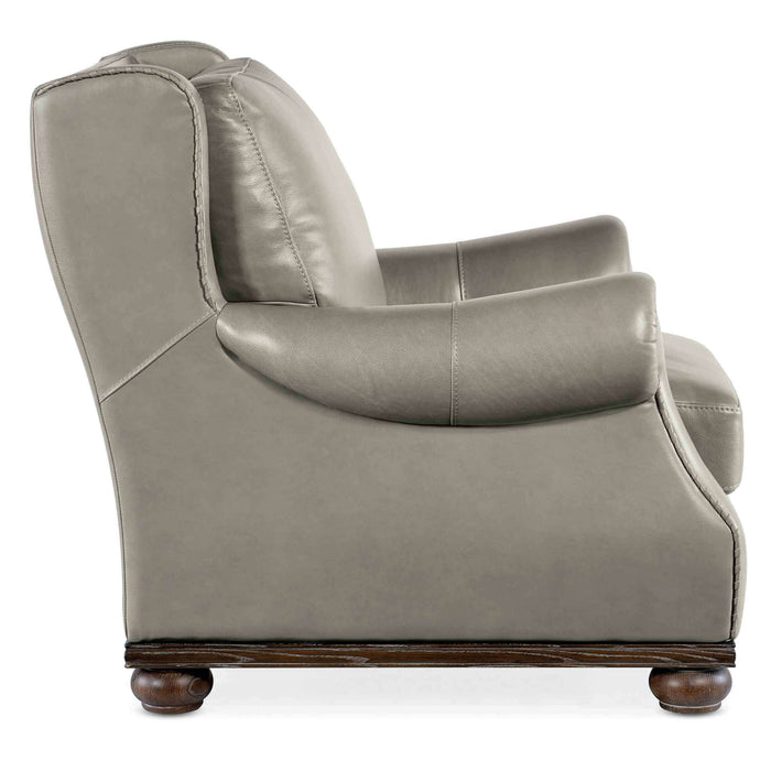 Loops Leather Chair and Ottoman In Grey