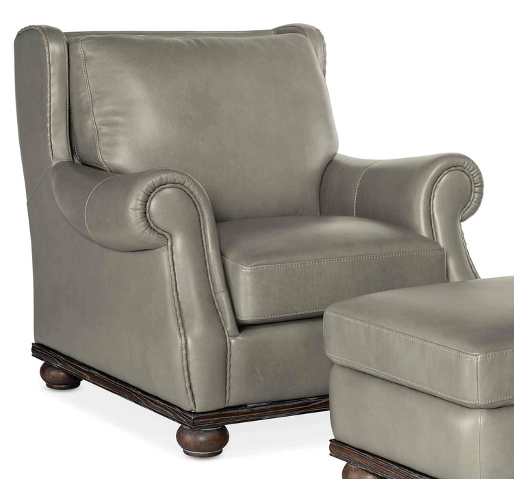 Loops Leather Chair and Ottoman In Grey