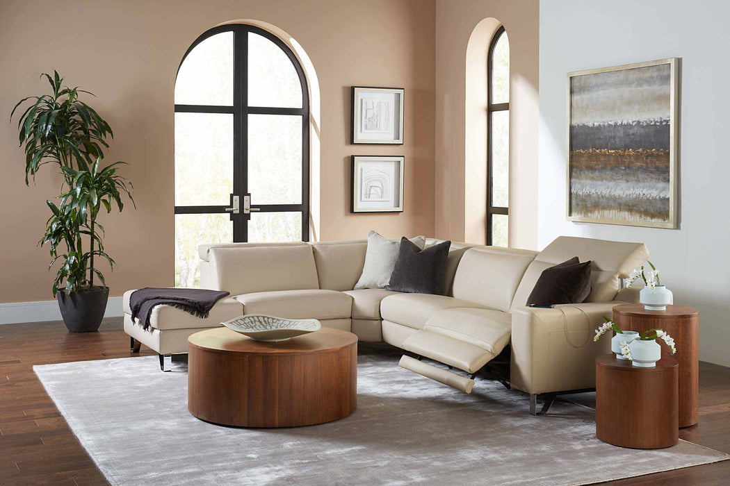 Tabor Leather Power Reclining Sectional With Articulating Headrest | Budget Decor | Wellington's Fine Leather Furniture