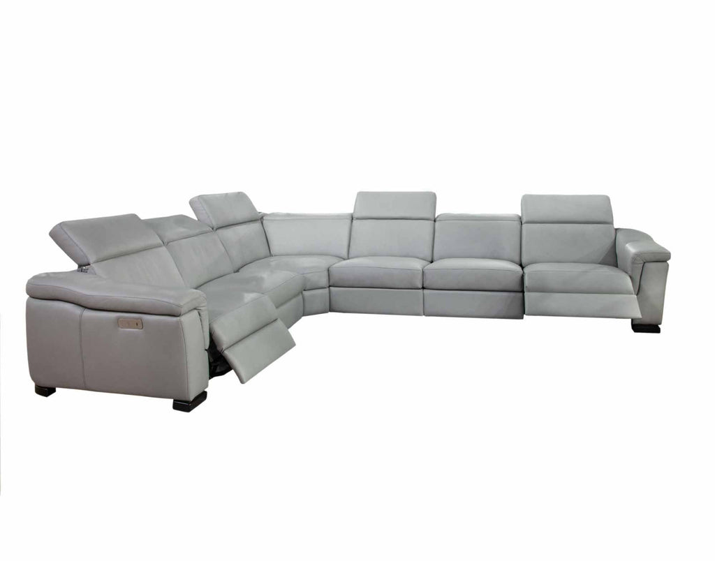 Ponza Leather Power Reclining Sectional With Articulating Headrest | American Style | Wellington's Fine Leather Furniture