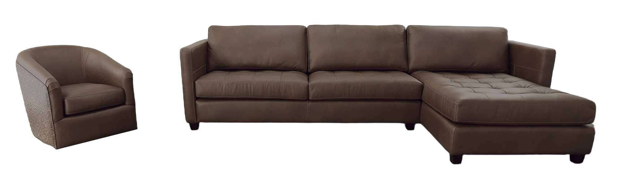Danilo Leather Sofa With Chaise | American Style | Wellington's Fine Leather Furniture