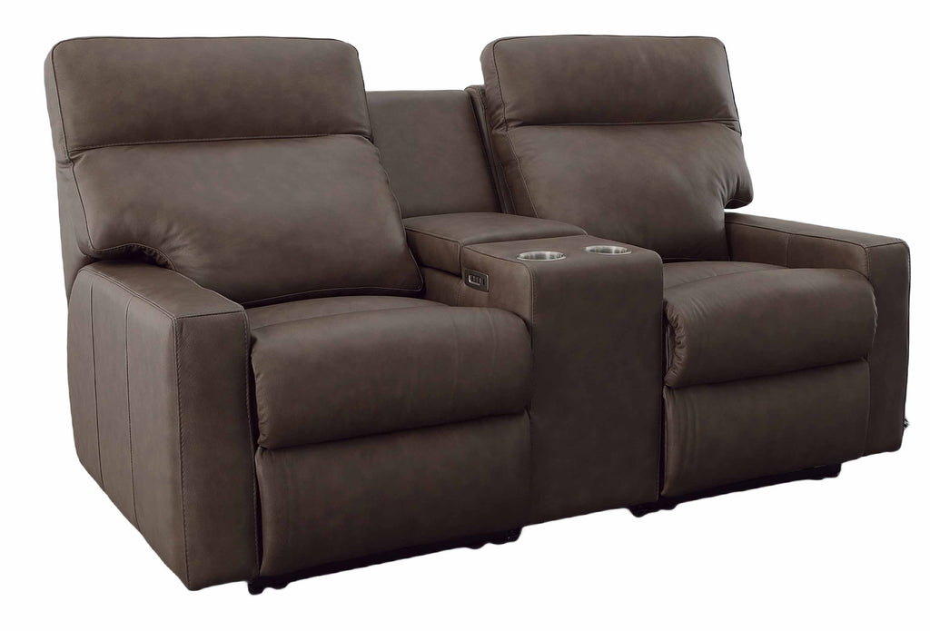 Lyndsey Leather Reclining Loveseat Console | American Style | Wellington's Fine Leather Furniture