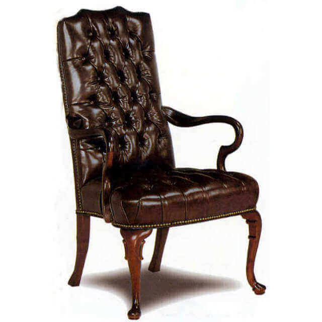 Fully Tufted Leather Gooseneck Chair | American Heirloom | Wellington's Fine Leather Furniture