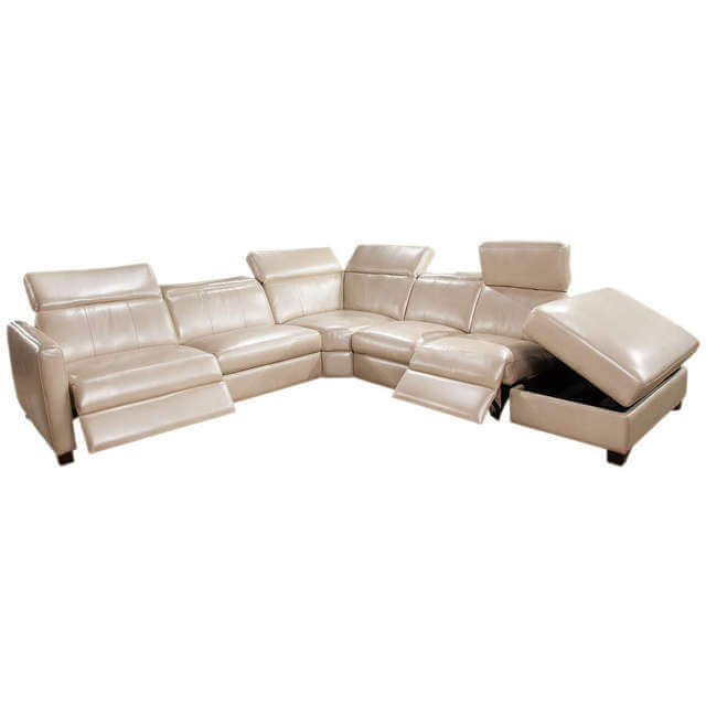 Manzoni Leather Power Reclining Sectional With Articulating Headrest | American Style | Wellington's Fine Leather Furniture