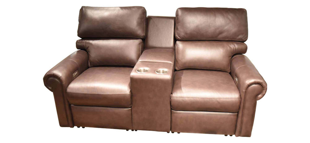 Cornell Leather Power Reclining Loveseat Console | American Style | Wellington's Fine Leather Furniture
